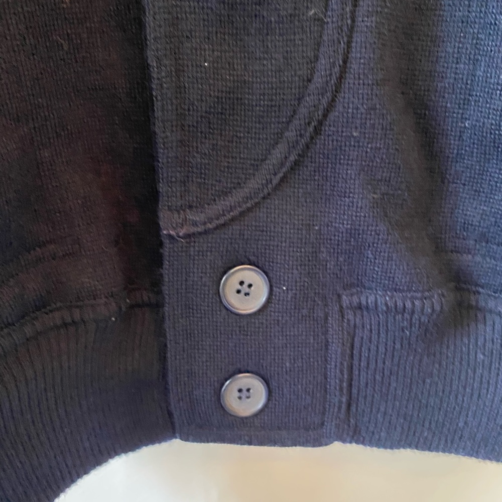 Mens Navy Wool Cardigan Button Front Medium Eclectic Grandpa Preppy Academia - Picture 3 of 16